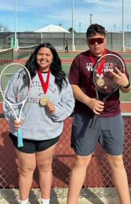 Littlefield’s Kaylee Soria and Jayce Longoria took third place in mixed doubles at the Denver City Tournament this past weekend. (Submitted Photo)