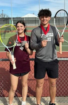 Littlefield’s Madison Brown and Brady Jones won second place in mixed doubles at the Denver City Tournament this past weekend. (Submitted Photo)