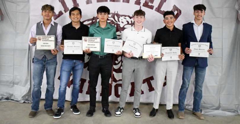 2023-2024 BOY’S XC REGIONAL QUALIFIERS - Cesar Garcia, Brandon Marines, Ramiro Candelario, Braedy Saenz Anastasio Ayala and Omar Martinez. (Staff Photo by Derek Lopez)