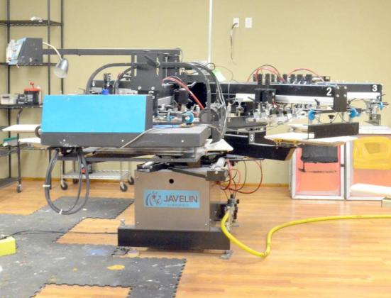This machine is used to make t-shirts at Sandy Sky Design in Littlefield. (Staff Photo by Samantha Pontius)