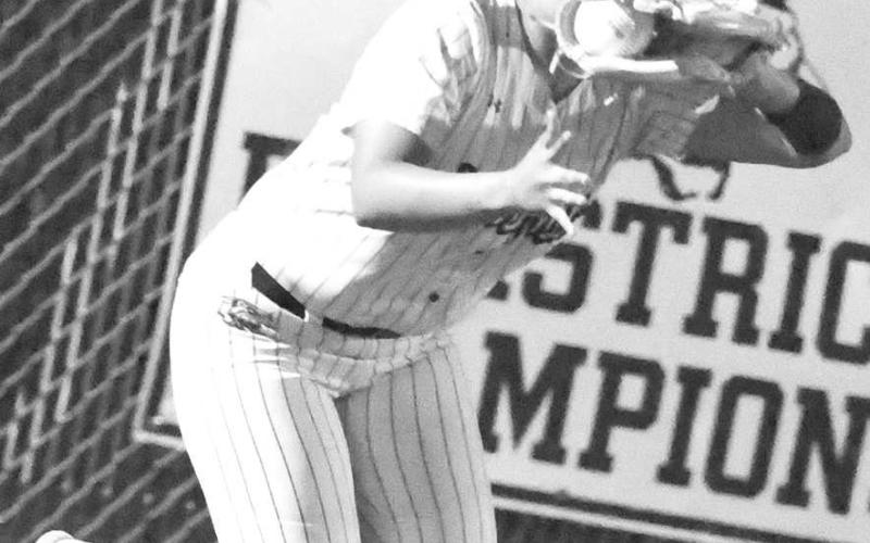 Littlefield’s Tailyn Gomez catches a line drive for an out in the top of the seventh inning, as the Lady Cats drop the contest to Shallowater, 5- 2, on Tuesday. (Staff Photo by Derek Lopez)