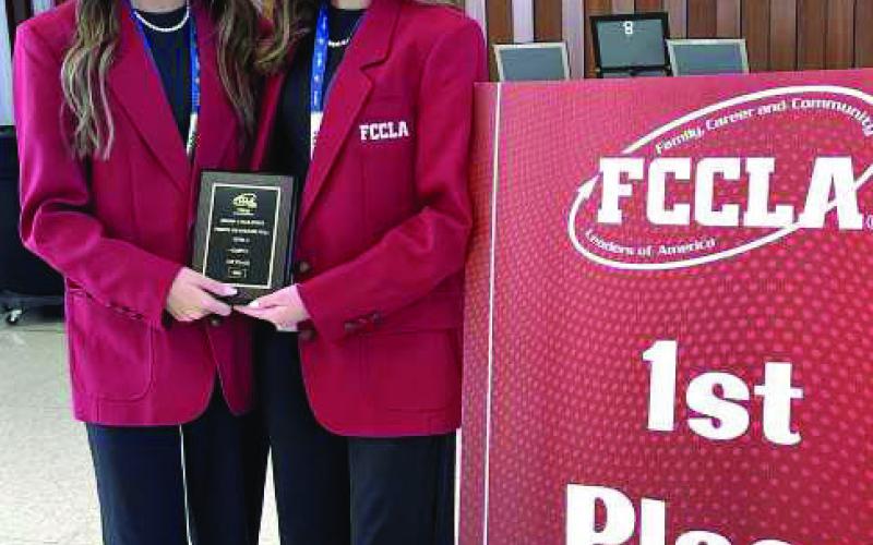 Austyn Gorman and A’Lee Griffin received first place in the Promote and Publicize category at the Region One Family, Career and Community Leaders of America (FCCLA) Competition and Leadership Conference. (Submitted Photo)
