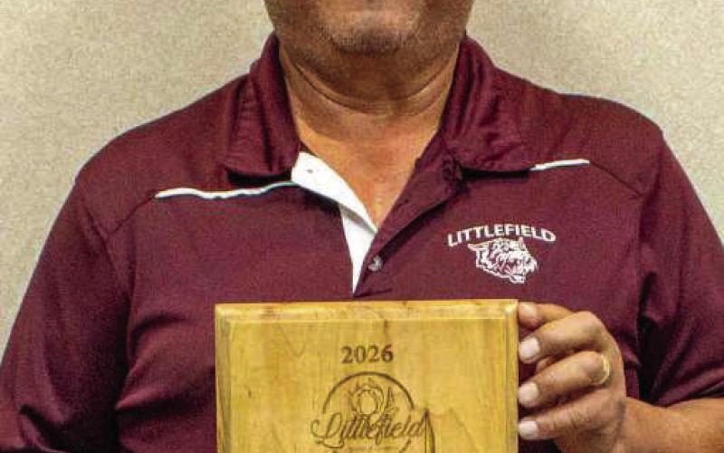 The Littlefield Chamber of Commerce and Agriculture awarded Ray Vargas with the Blakely Award on Feb. 26, 2026. (Photo by Madison Vidales)