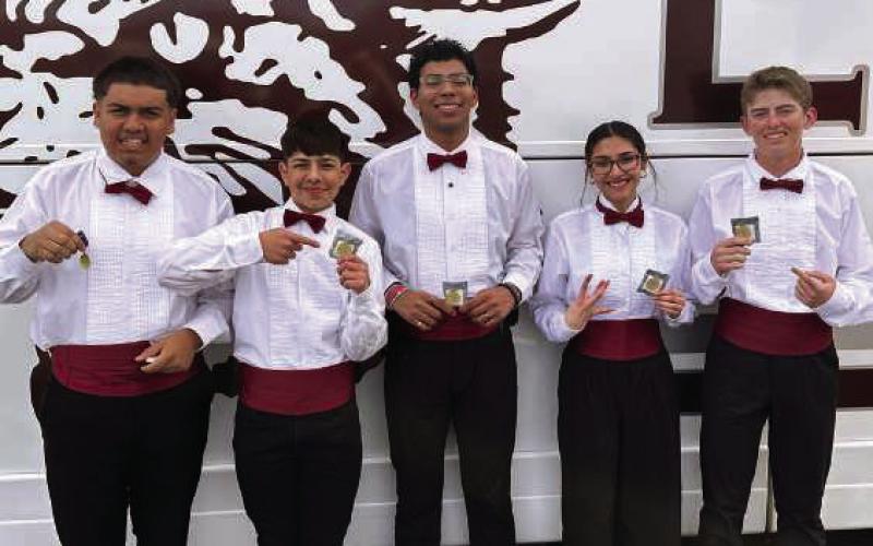 1st Division, State Qualifier Percussion Quintet “3 Scenes from the Desert”: Jesse Ortiz, Noah Clark, Jordan Randle, Meah Gonzalez and Craig Jennings. These students competed at the UIL Region Solo and Ensemble make-up contest on March 3rd. They qualified for the State Solo and Ensemble Contest. (Submitted Photo)