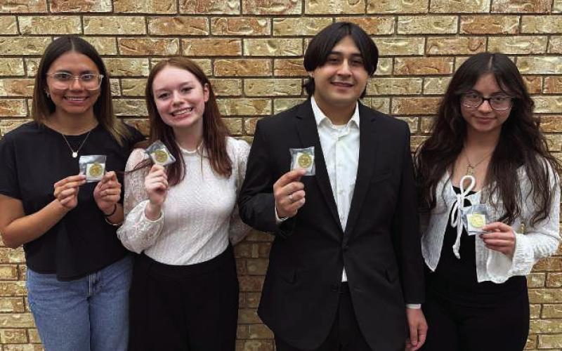 Brass Quartet - Matt Rios, Aryanna Ramirez, Chanel Salinas, Adyleigh Rodriguez. These students competed at the UIL Region Solo and Ensemble Contest held at Abernathy on Feb. 27th. They qualified for the State Solo and Ensemble Contest. (Submitted Photo)