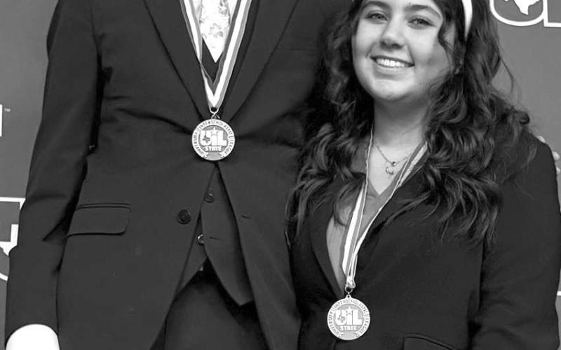 Caden Edens and Bethani Magby advanced to the second day of the CX Debate State Tournament at the University of Texas. (Submitted Photo)