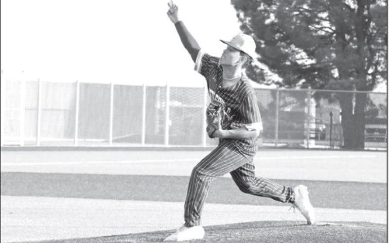 Littlefield’s Blayton Soliz pitched four innings for the Wildcats, giving up three hits, four walks and four runs, two earned, while earning four strikeouts, during their district-opening loss to Idalou on Tuesday at Wildcat Field. (Staff Photo by Derek Lopez)