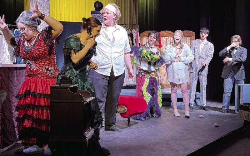 Sudan theater students prepare for their spring break performance of the play “Moon Over Buffalo,” by Ken Ludwig. (Submitted Photo)